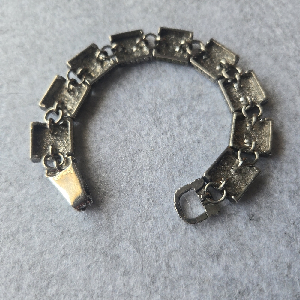 Multicolor Square Geometric Bracelet Silvertone 6… - image 3